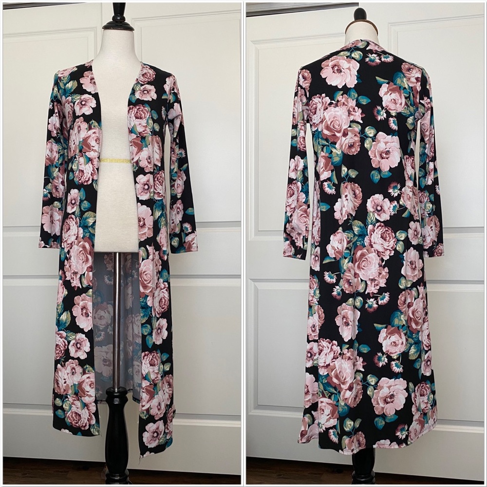 Long Floral Cardigan